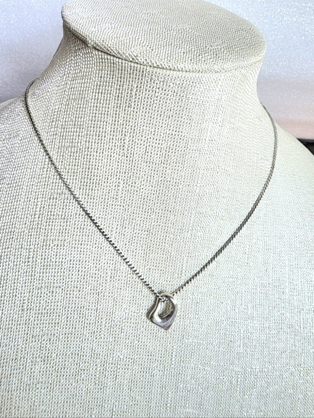 Mid Century Siam Sterling Asymmetric Floating Heart Necklace 925 Vintage